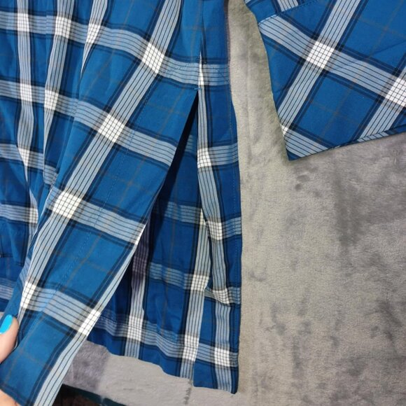 J. Jill Women M Blue Plaid Atlantic Plaid Timeless Tartan Vibe Relaxed Comfy Top - Picture 7 of 12